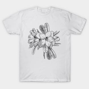 Intaglio art style flower illustration T-Shirt